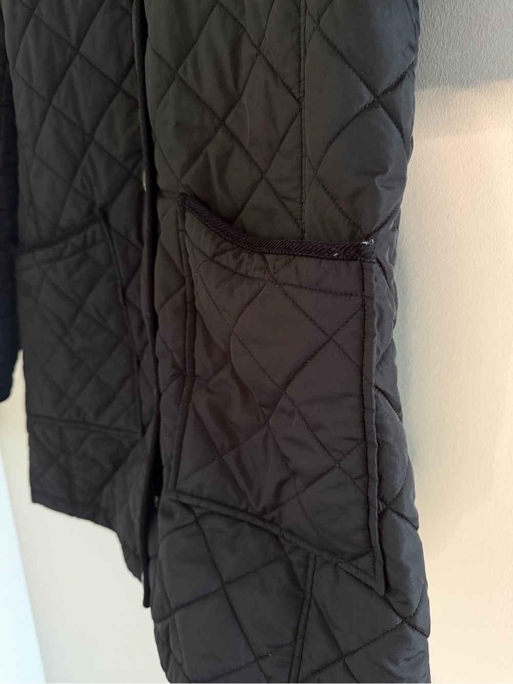 Lauren Ralph Lauren Women M Black Quilted Coat Faux Fur Hood Equestrian Lined - Picture 7 of 14